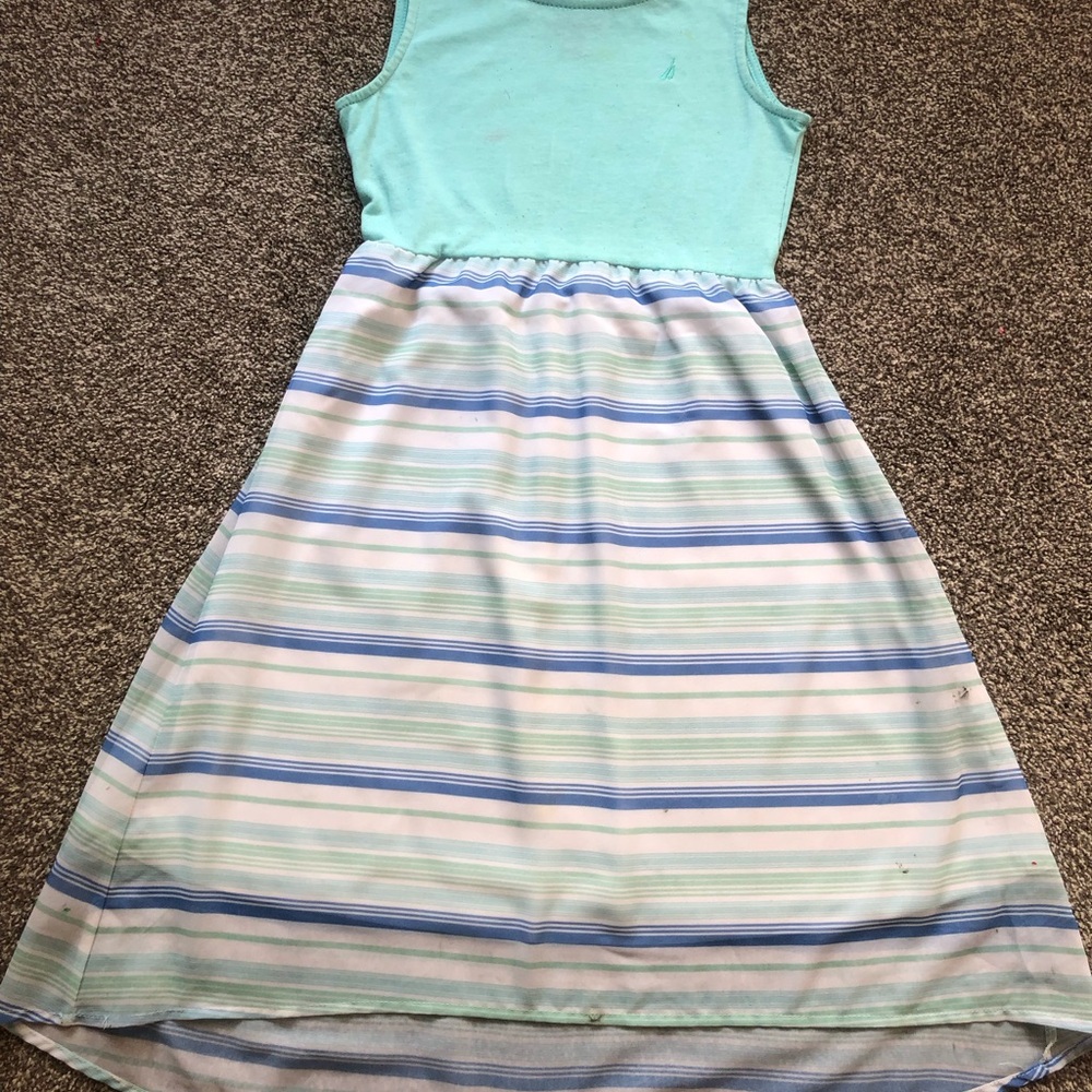 Nautica Blue and White Sleeveless Sundress